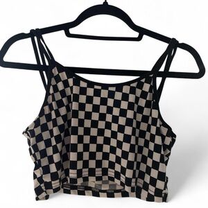 Checkered Black and White Women's Crop Top
